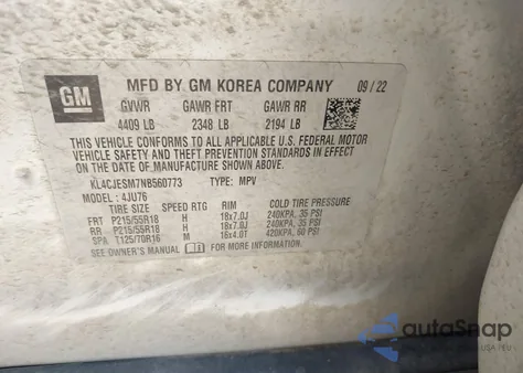 2022 Buick Encore Awd Preferred z USA, uszkodzony, nr VIN KL4CJESM7NB560773